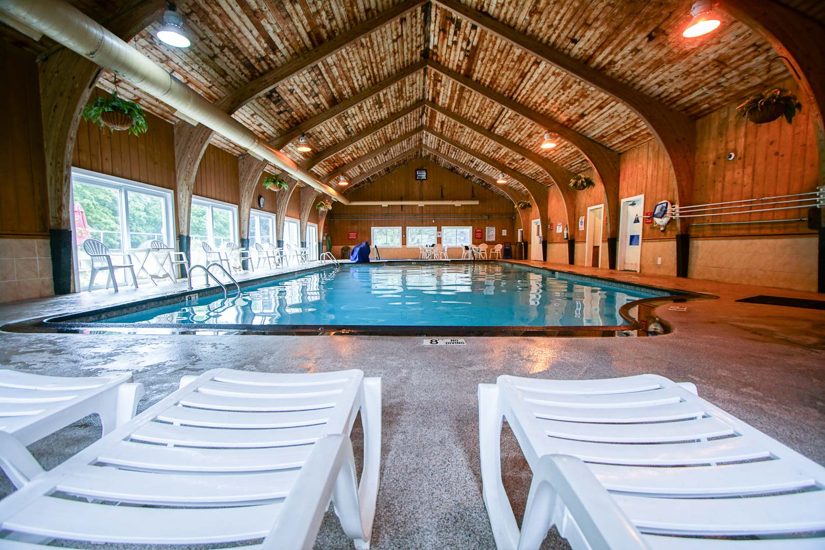 An all year round indoor swimming pool at VRI's Brewster Green Resort in Massachusetts.